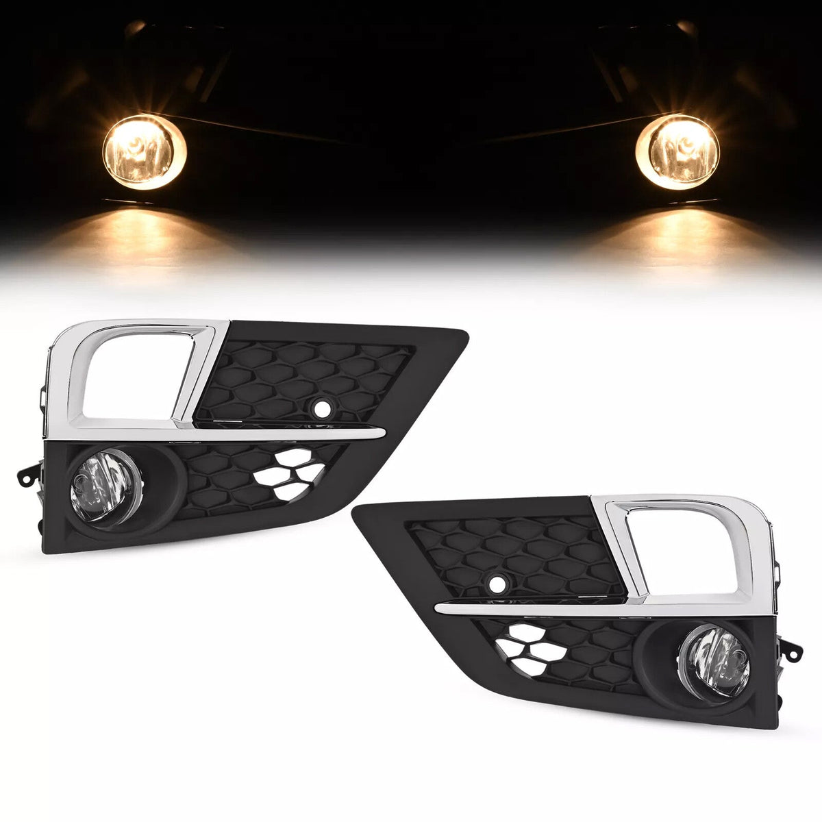 For Honda Odyssey 2018-2020 Bumper Fog Lights Lamps & Bezel Set W/Chrome Trim