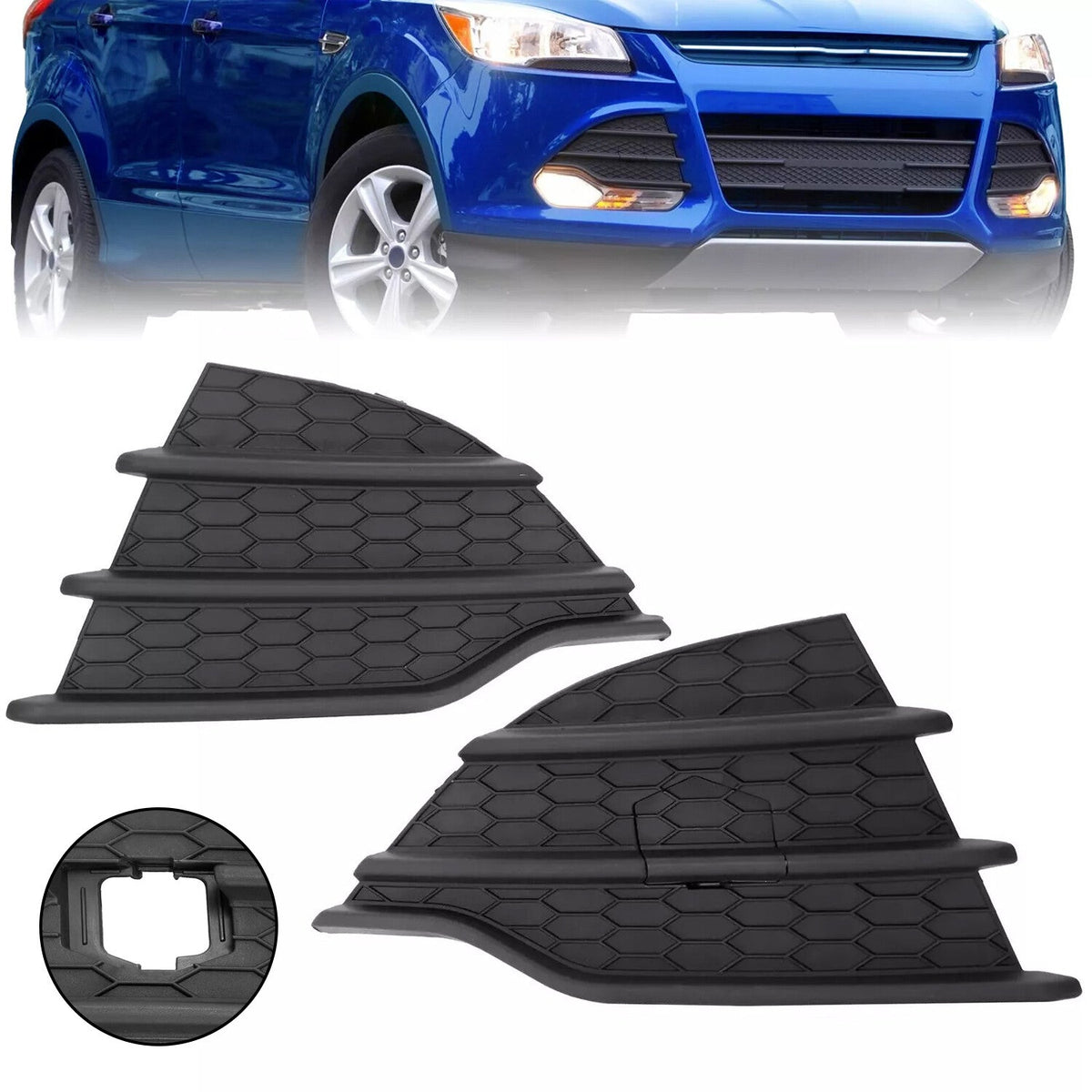 For Ford Escape 2013 2014 2015 2016 Front Bumper Fog Light Cover Trim Set Pair