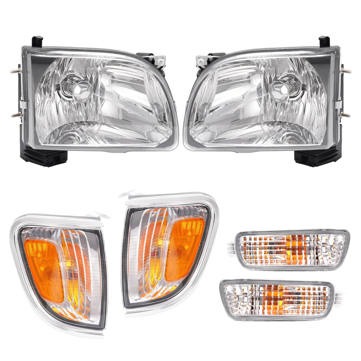 Pair Headlights Corner Signal Lights Lamp w/All Bulbs For Toyota Tacoma 2001-04