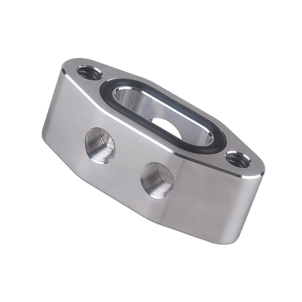 FOR LS TWIN TURBO DUAL 90 degree 1/8" NPT OIL FEED LINE ADAPTER PLATE LS1