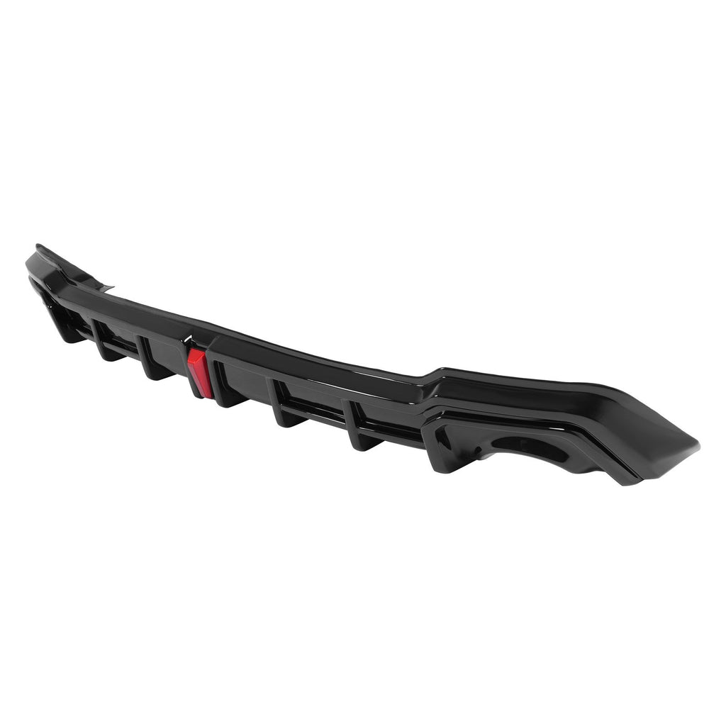 For 22-26 Honda Civic Sedan Red Rear Bumper Diffuser + Corner Spat w/LED Light