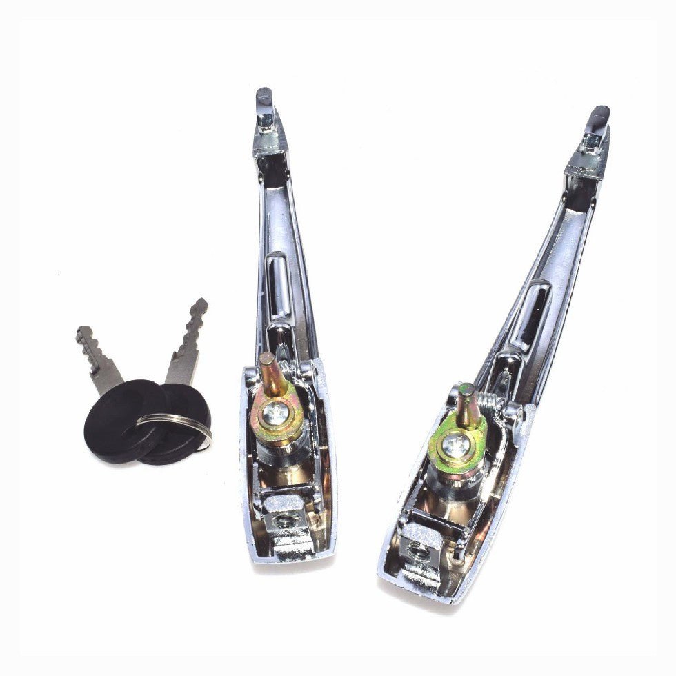PAIR) OUTER DOOR HANDLES WITH MATCHED KEYS FITS VW TYPE1 BUG 113898205M 1968-79