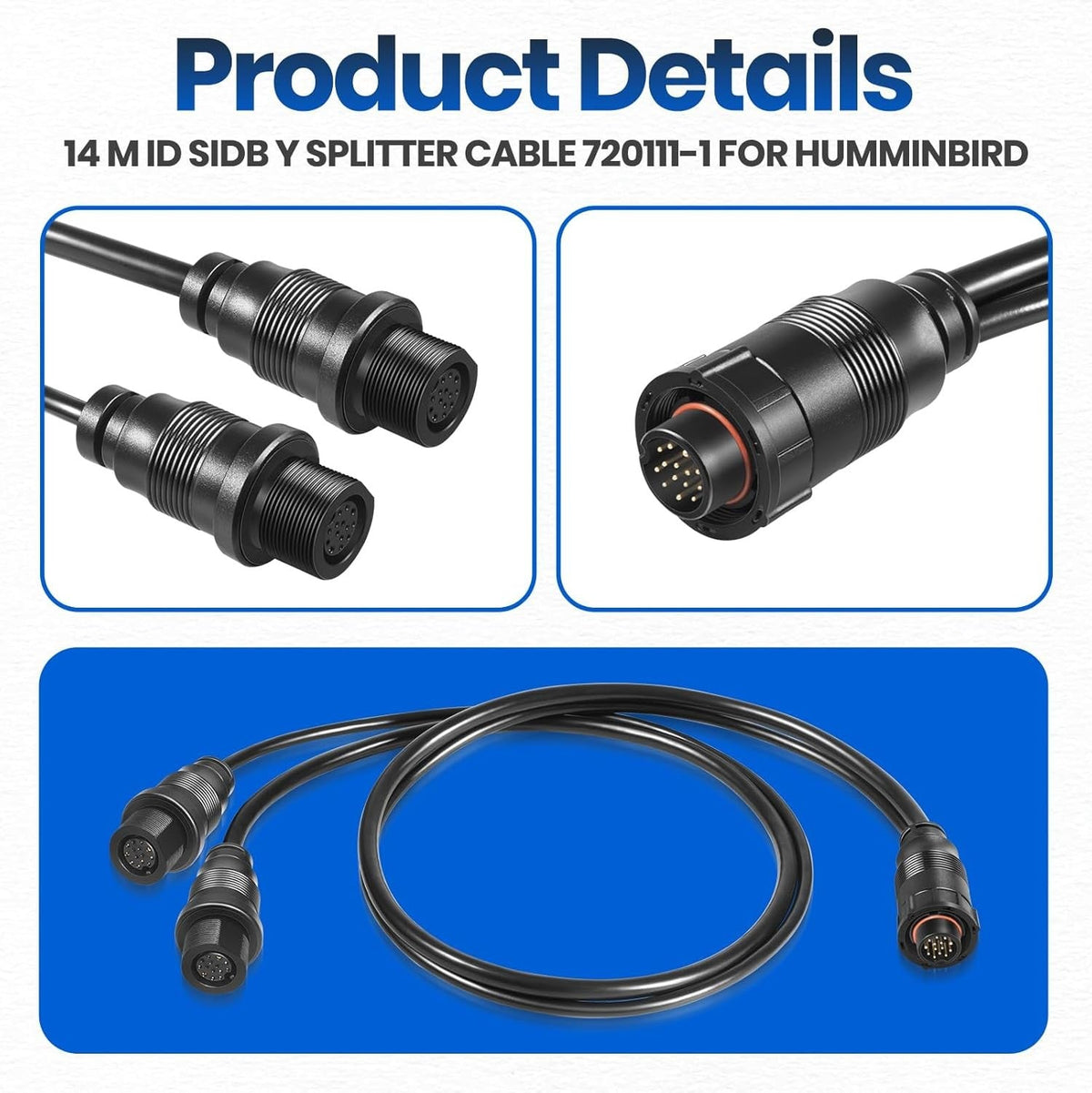 720111-1 14 M ID SIDB Y Splitter Cable for Humminbird SOLIX & APEX Fish Finders