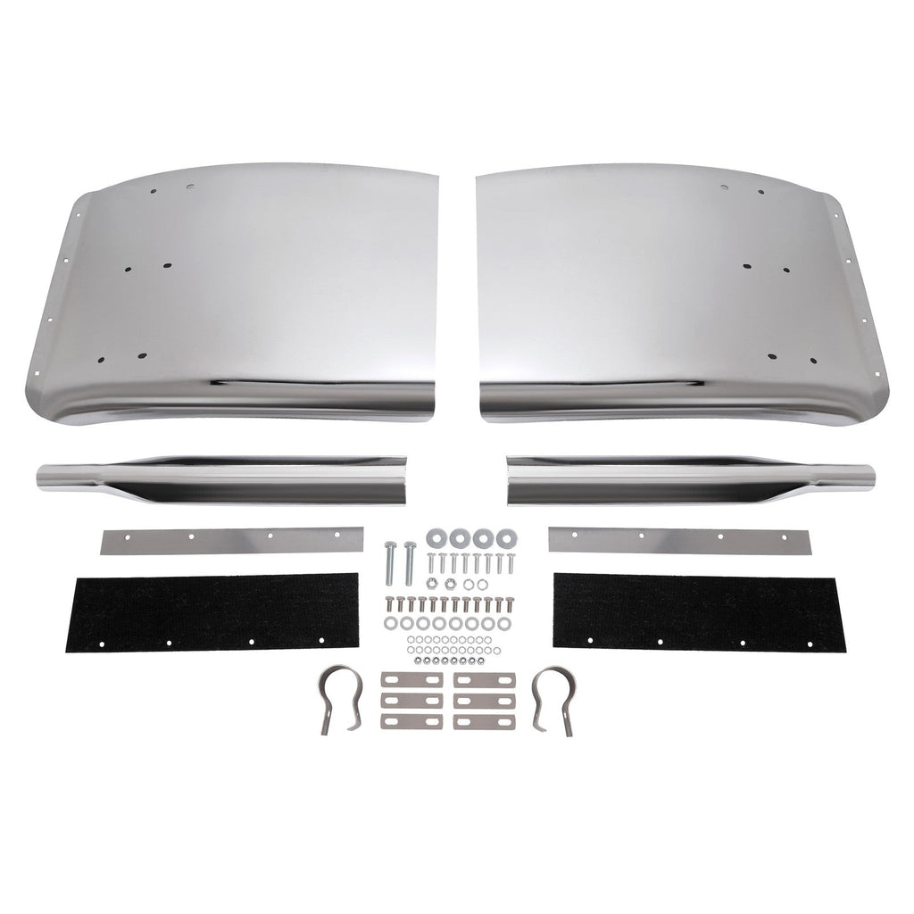 34"x24" stainless steel quarter fender kit pair universal truck w/ Support Tube