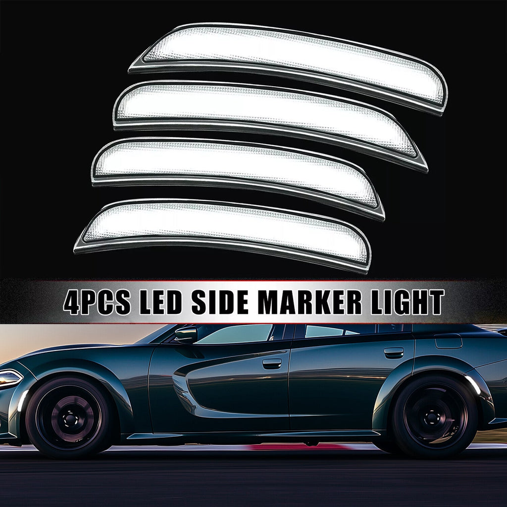 LED Fender Side Marker Light Lamps For Dodge Charger 2015-2022 Clear #68214405AA