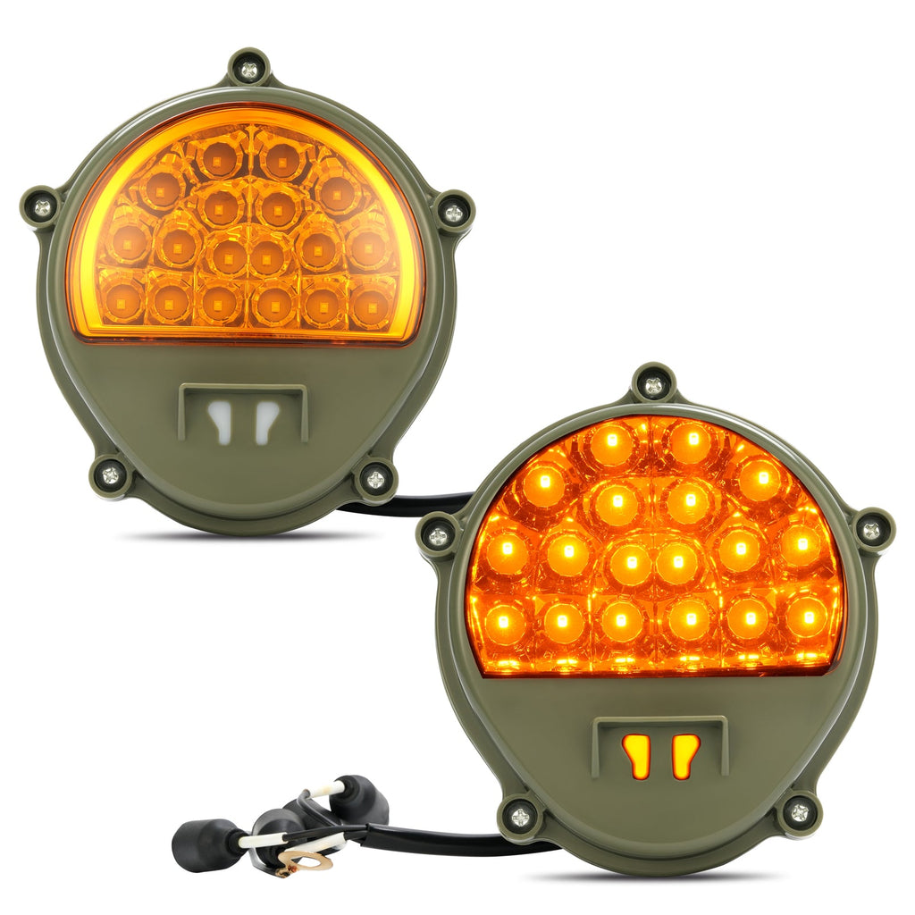 2x New LED Front Turn Signal Lights Yellow Lens For Humvee M35 M998 #12422957