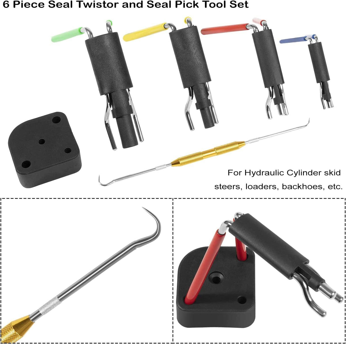Rod Seal Install Tool Set Hydraulic U-Cup Twistor Installation Tool (Pack of 6)