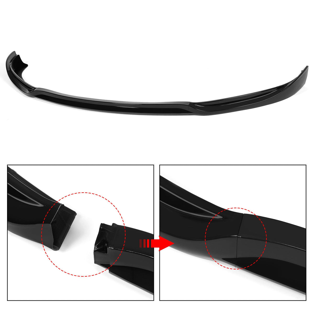 Glossy Black Front Bumper Lip Spoiler Splitter w/Hardware For Tesla S 2012-2016