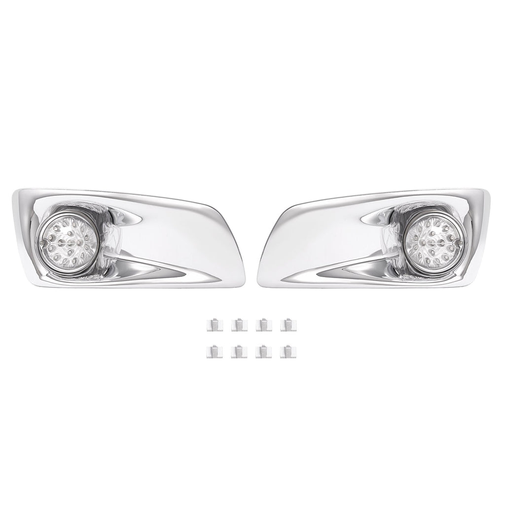 LED Fog Lights Lamp W/Bezel Clear Lens Pair LH & RH For Kenworth T660 2007-2017