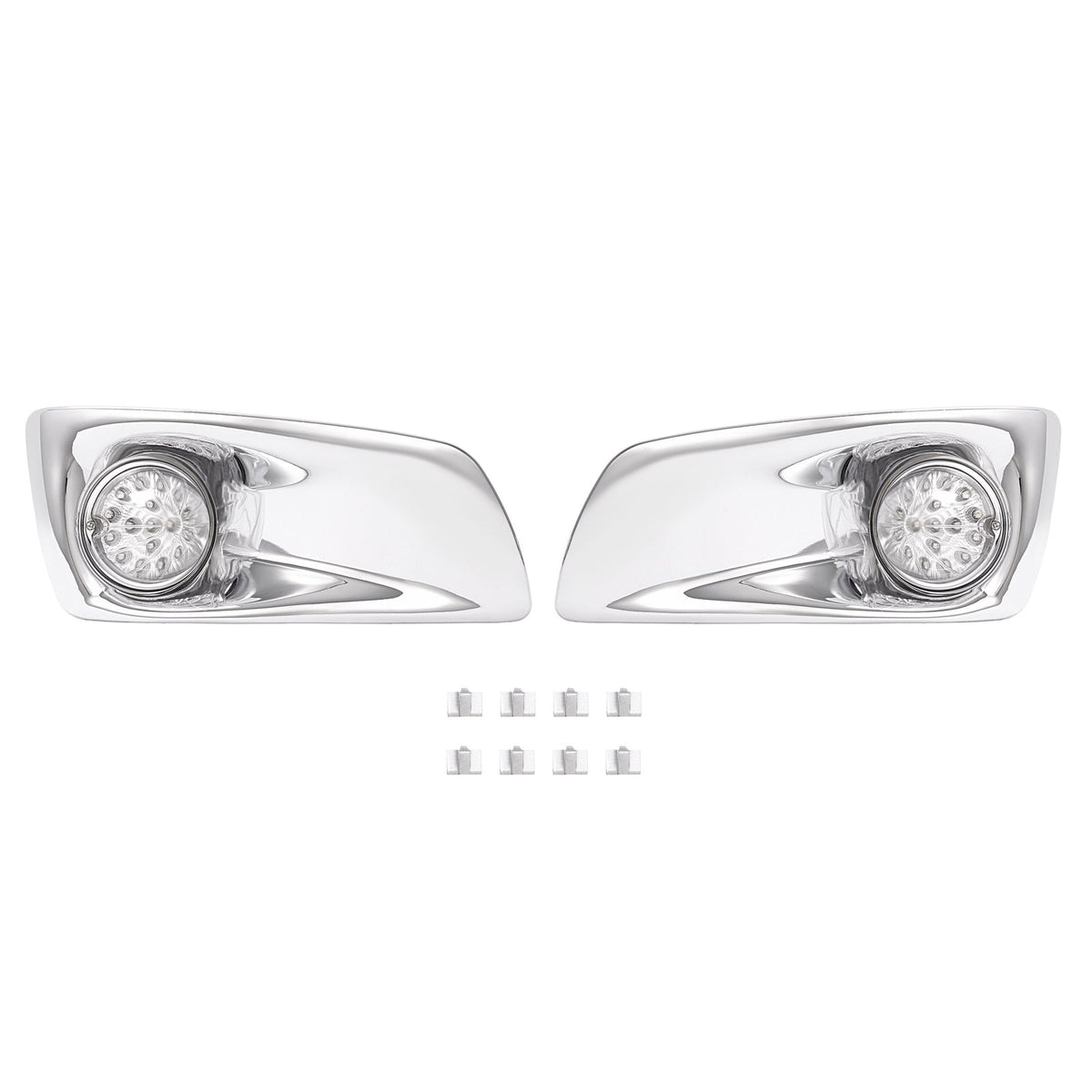 LED Fog Lights Lamp W/Bezel Clear Lens Pair LH & RH For Kenworth T660 2007-2017