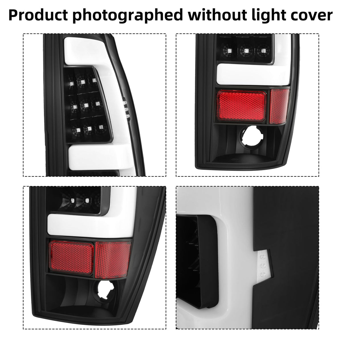 Black Smoke For 02-06 Chevy Avalanche 1500 2500 LED Tube Tail Lights Brake Lamps