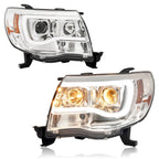 DOT Chrome LED Tube Projector Headlights HeadLamps For Toyota Tacoma 2005-2011