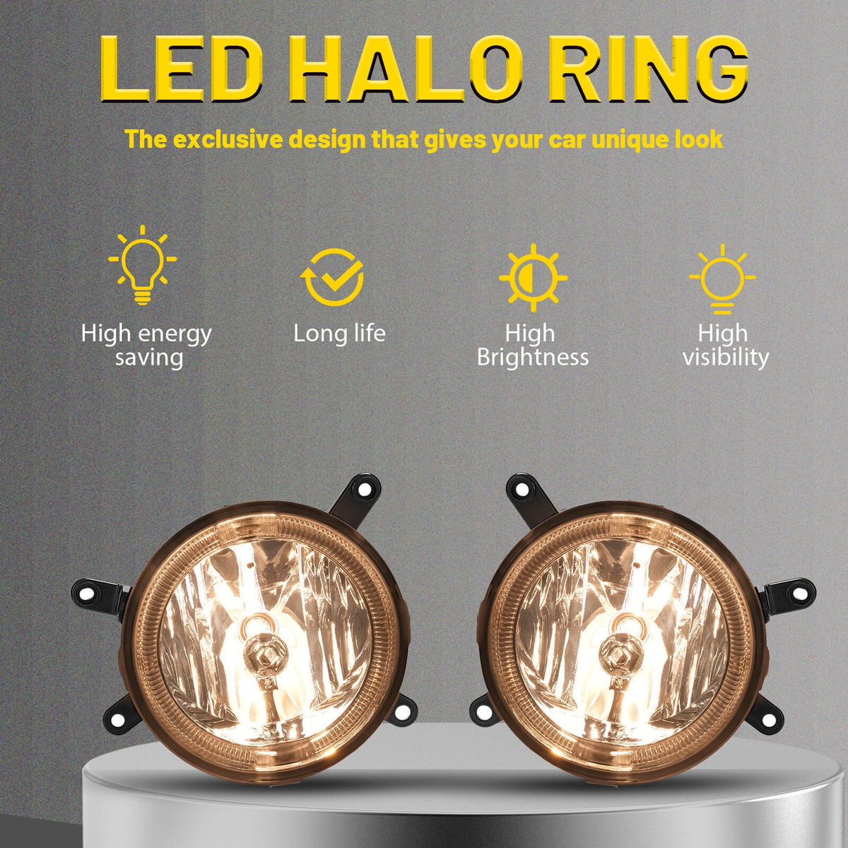 For Ford Mustang GT 2005-2009 Clear Halo Fog Lights Driving Bumper Lamps Pair