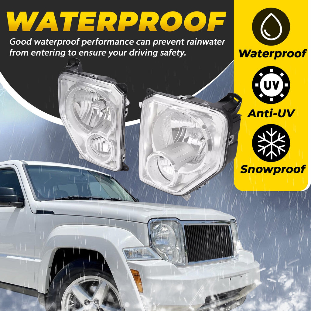 Pair Headlights Lamp Set Left & Right With Fog Lights For JEEP Liberty 2008-2012