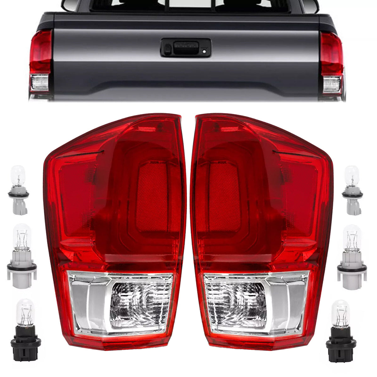 For Toyota Tacoma TRD 2016-2023 Pair Tail Lights Brake Lamp Turn Signal w/Bulb