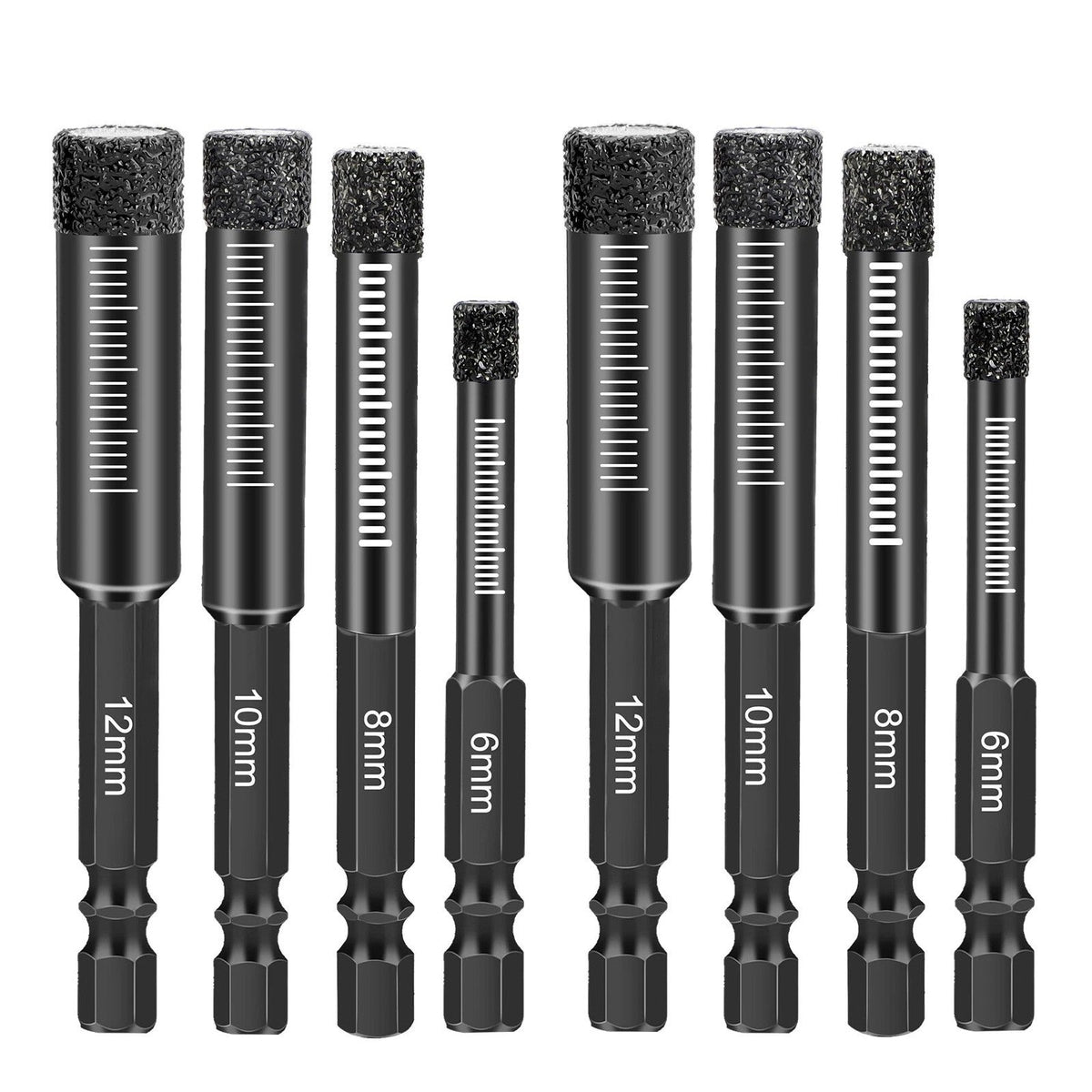 8x Dry Diamond Drill Bit Hole Saw Set for Granite Marble Porcelain Tile Ceramic