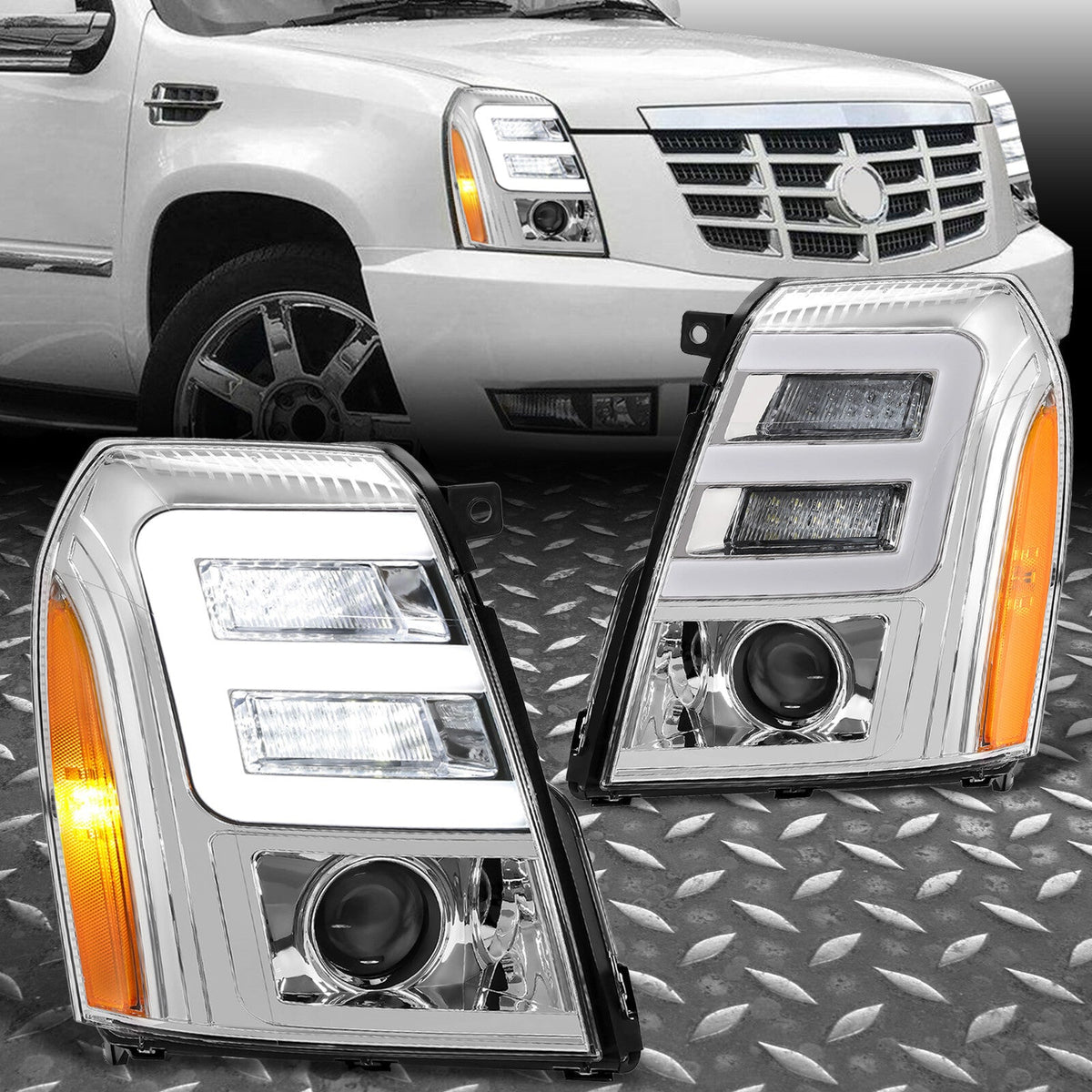 [HID] LED DRL Projector Headlights For Cadillac Escalade ESV EXT 2007-2014