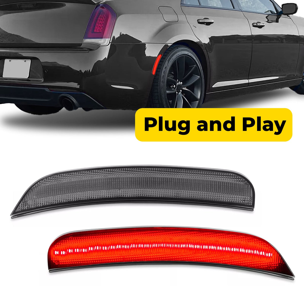 2X Rear Red Smoked LED Side Marker Light Lamp For Chrysler 300 300S 300C 15-23