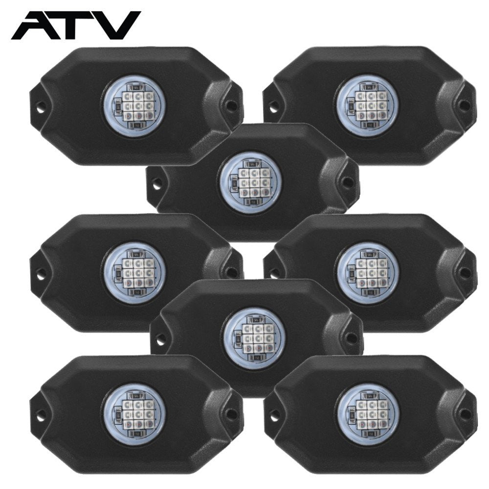 8x Pods RGB LED Rock Light Offroad Wireless Bluetooth APP Music Controller