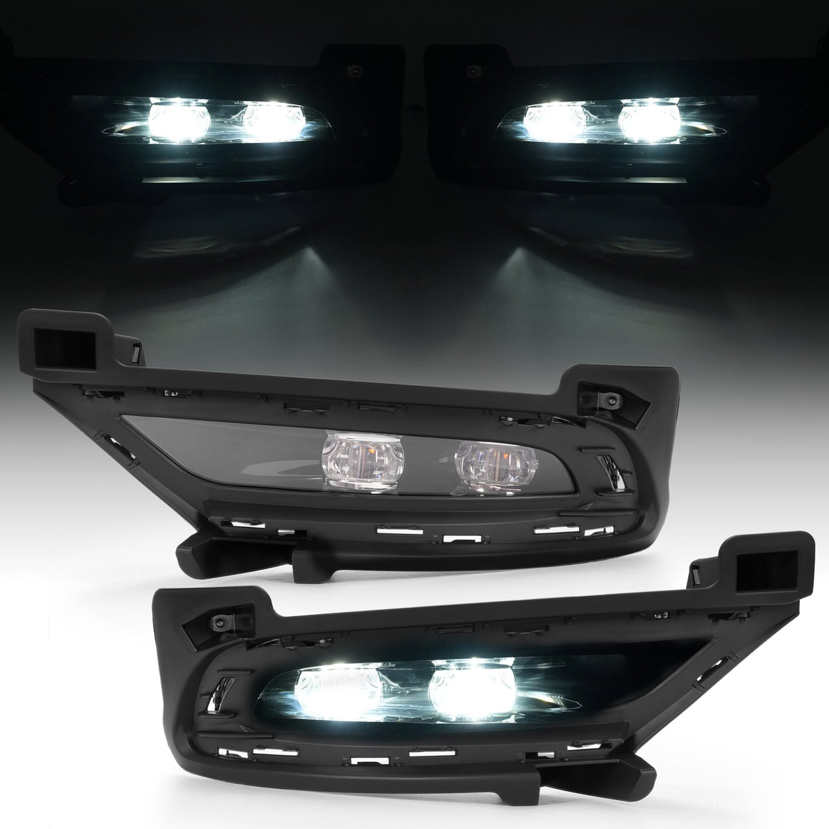 LED Bumper Fog Lights Fog Light Bezel Left+Right Side For Chrysler 300 2015-2024