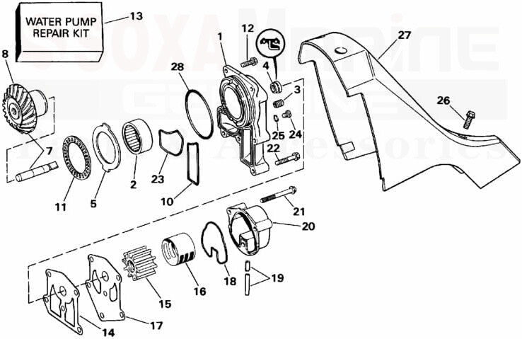 3854661 Water Pump repair Kit for OMC King Cobra Stern Drives w/ Housing Engine