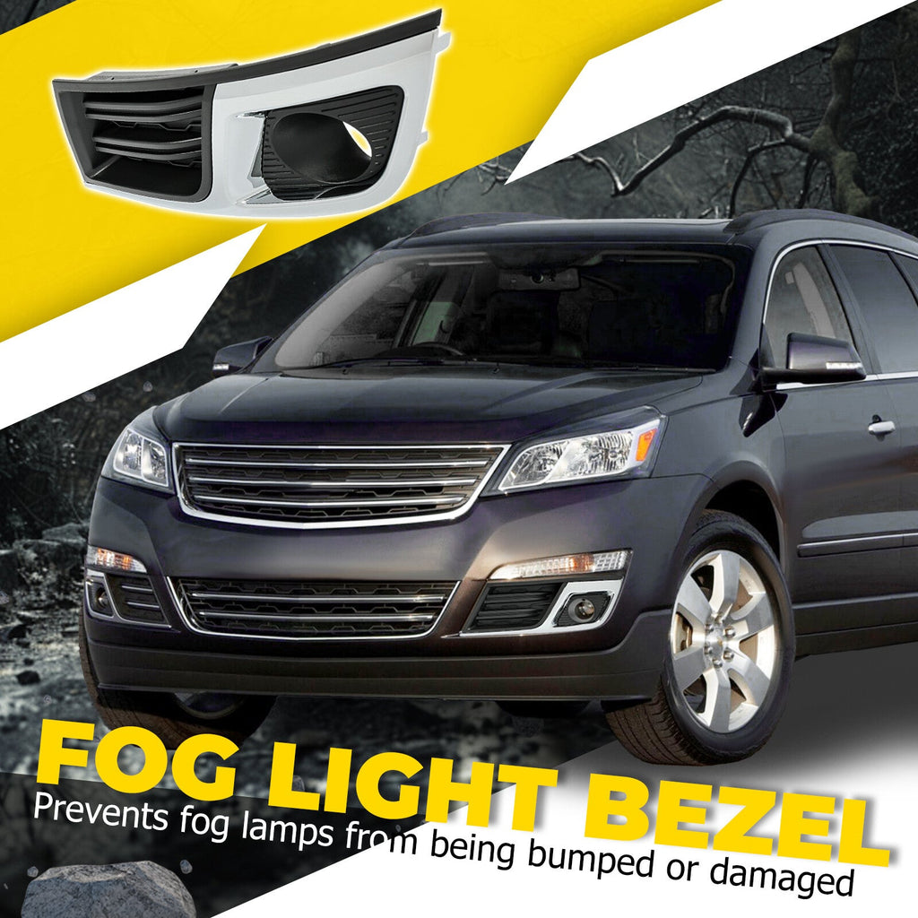Fog Light Bezel Cover Trim Front Left Black Chrome For Chevy Traverse 2013-2017