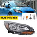 Black Right Passenger Side Headlight Clear Lens Halogen For Ford Focus 2012-2014