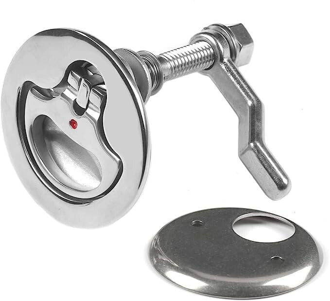Boat Cam Latch, 316 Stainless Steel Marine Hatch Pull with Back Plate, Screws