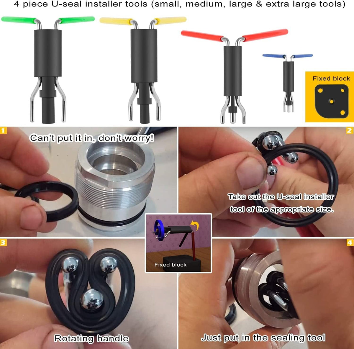 Rod Seal Install Tool Set Hydraulic U-Cup Twistor Installation Tool (Pack of 6)