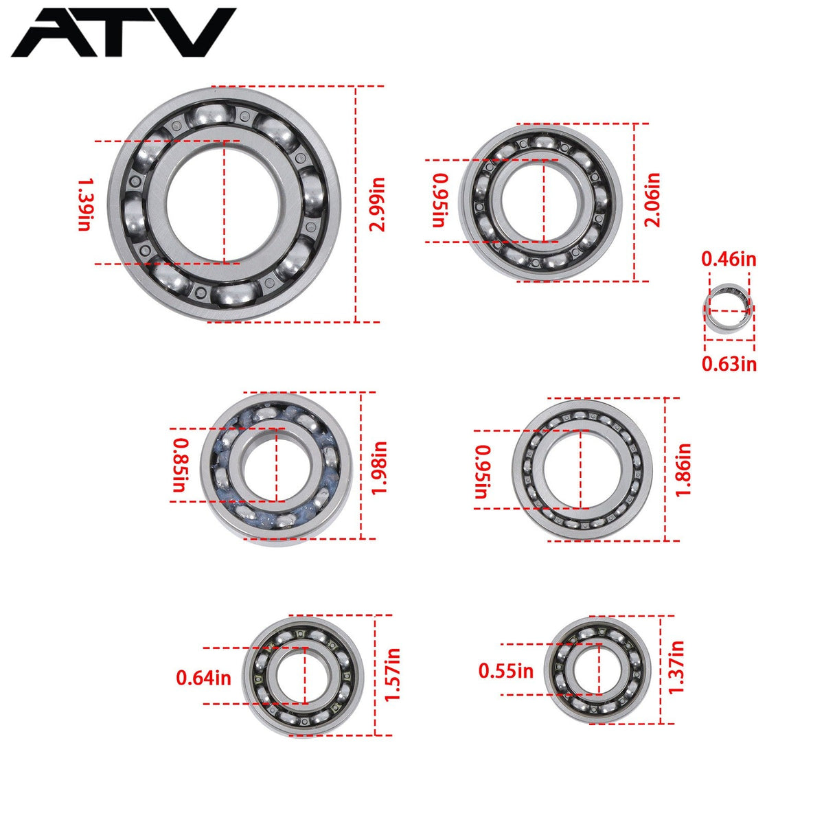 HR00055/HR00057/K078 For Honda TRX350 FE 2000-2006 Transmission Bearing Kit US