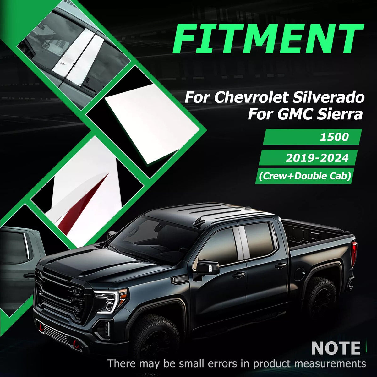 Stainless Steel For 2019-2025 Chevy / GMC Silverado / Sierra Pillar Post Trim
