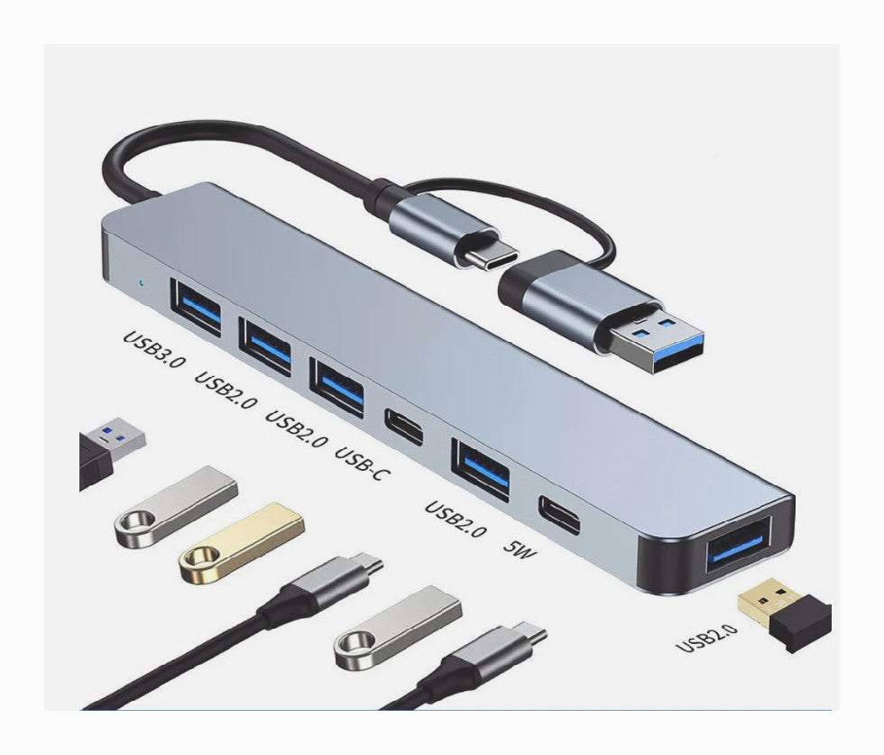 Adapter USB C HUB Type 7/8Port 5G Speed Multi USB Splitter For PC Laptop Macbook