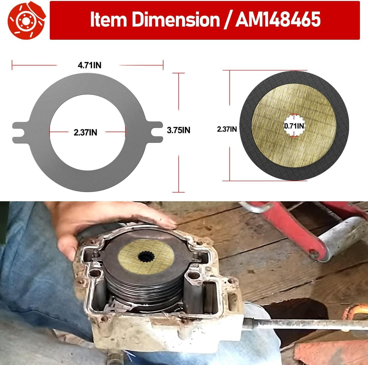 AM148465 Wet Brake Disk Kit for John Deere Gator XUV 625 825 835 855 865 Vehicle